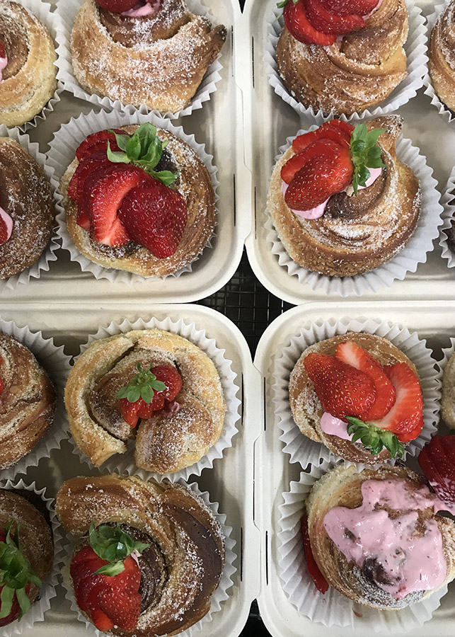 Strawberry desserts in paper cupcake wrappers